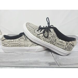 Vans Ultracush Camden Optical Woven Deluxe Womens ‎ 6.5 Black Beige Skate Shoe
